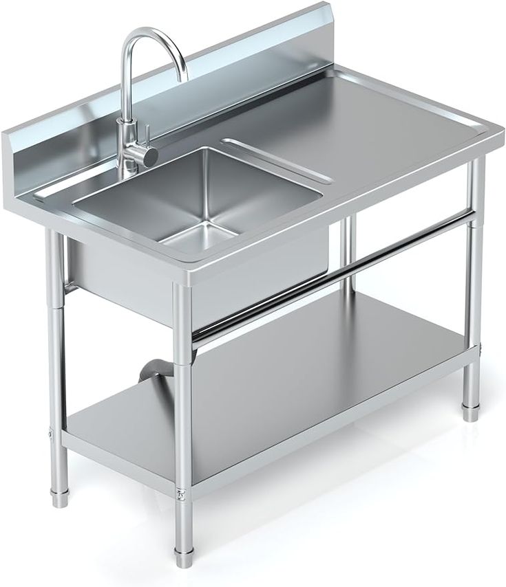 Steel sink with table